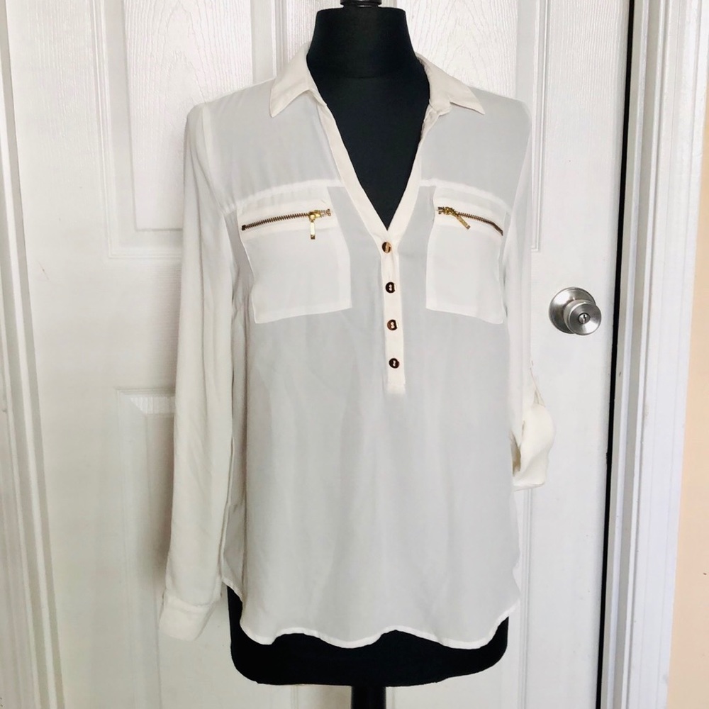 DNA Couture cream women’s blouse  Sz‎ M